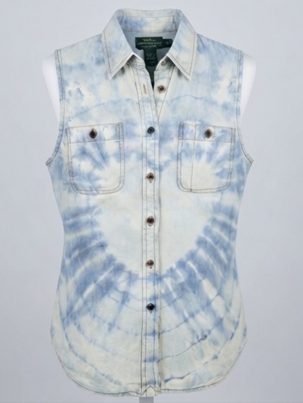 Vintage Y2K Ralph Lauren Jeans Co Bleach Tie Dye Denim Vest Top XS